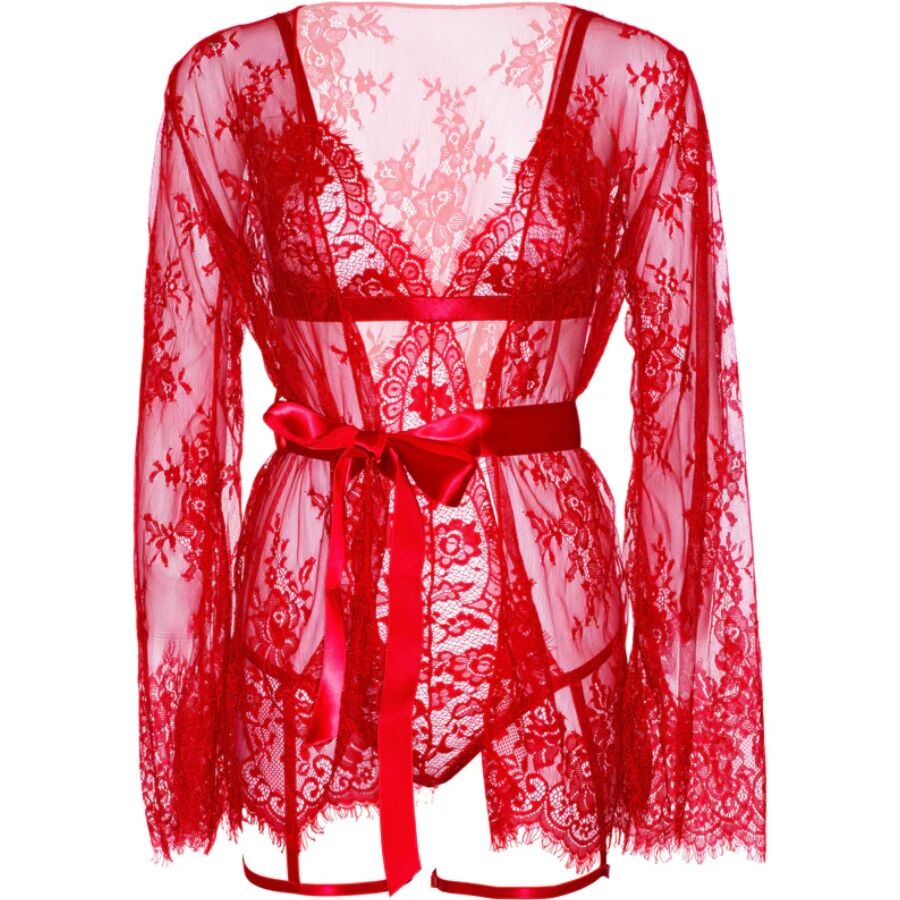 Ensemble peignoir et porte-jarretelles rouge taille S — LEG AVENUE, vue 7