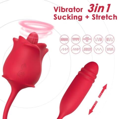 3-En-1 rose, stimulateur, aspiration et up&down avec queue rouge — ARMONY