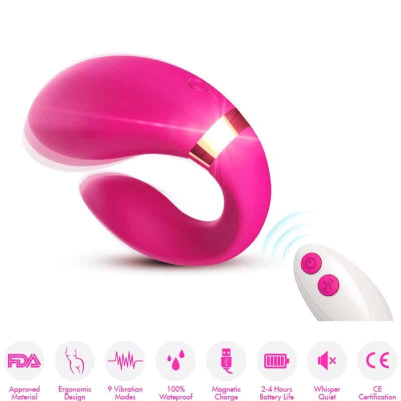 Vibrateur croissant pour couples télécommande fuchsia — ARMONY
