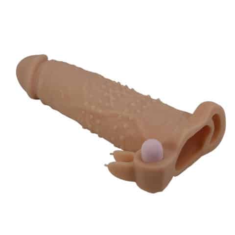 Quillon manchon pénis avec stimulateur clitorial et vibration — PRETTY LOVE
