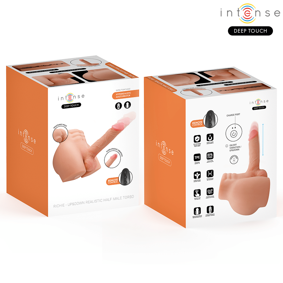 Torse richie avec anus et godemichet réaliste avec télécommande de pousse et de vibration 4,7 KG — INTENSE DEEP TOUCH, vue 3