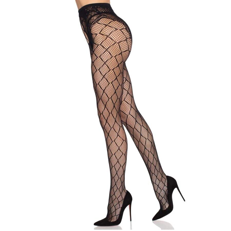 Collants résille avec culotte sans entrejambe noir - taille unique — LEG AVENUE, vue 3