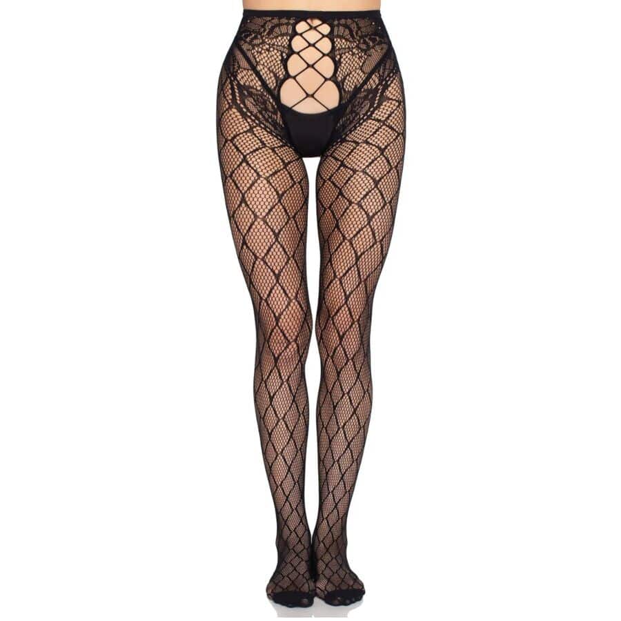 Collants résille avec culotte sans entrejambe noir - taille unique — LEG AVENUE