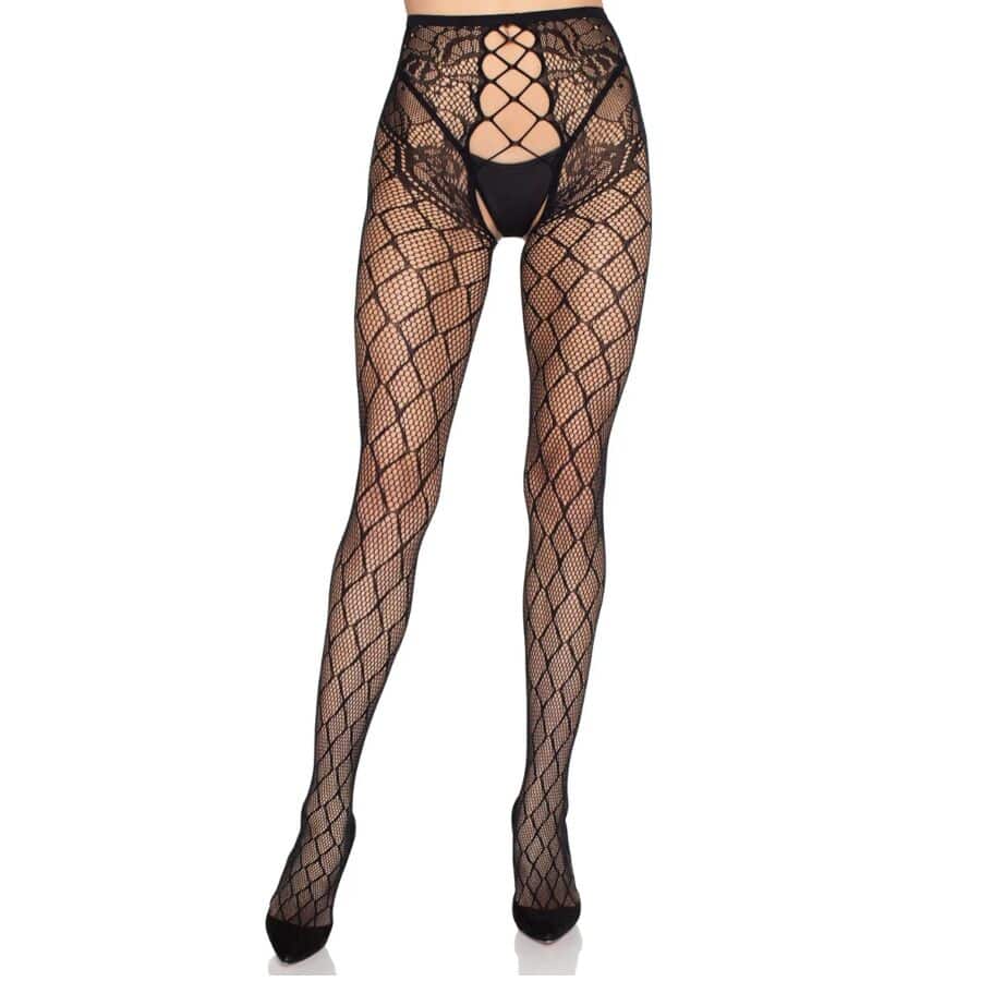Collants résille avec culotte sans entrejambe noir - taille unique — LEG AVENUE, vue 4