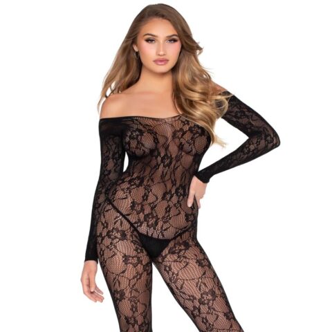 Lingerie en dentelle bodystocking noir - taille unique — LEG AVENUE