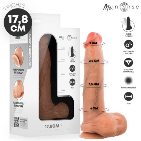 MR intense - bruce S godemichet en silicone avec testicules 17,8 CM -Ø- 4 CM