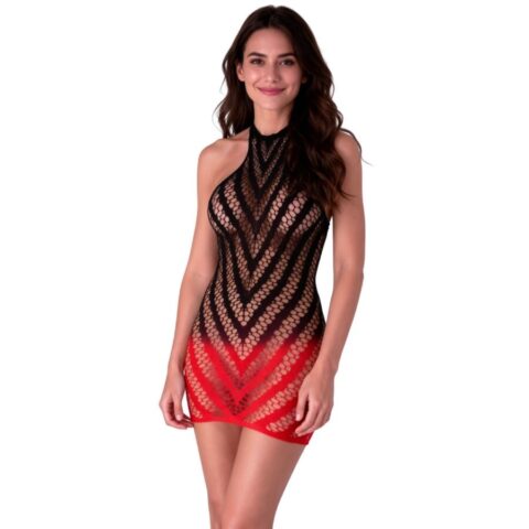 Robe bodystock à dégradé noir et rouge BS117 — PASSION