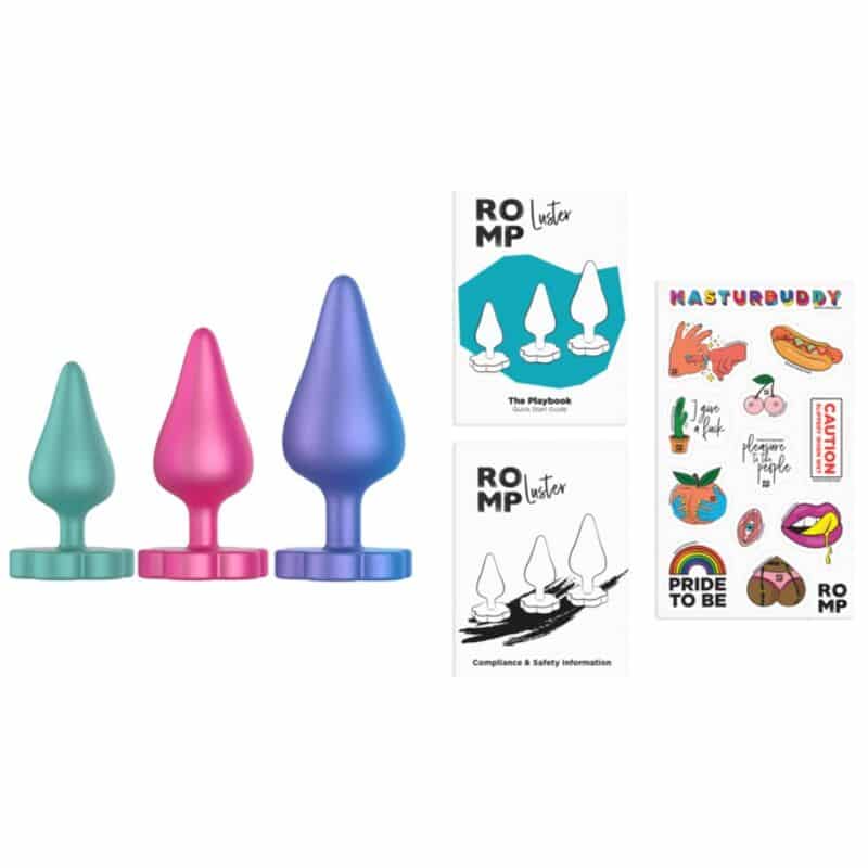 KIT d'entraînement anal luster S/M/L avec base en forme de fleur — ROMP, vue 9