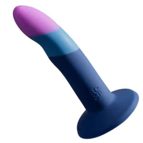 Piccolo godemichet en silicone avec ventouse tricolore 14 CM