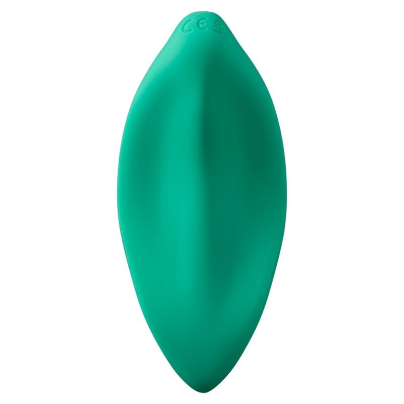 Vibrateur wave stimulateur clitorial forme ergonomique vert d'eau — ROMP, vue 4