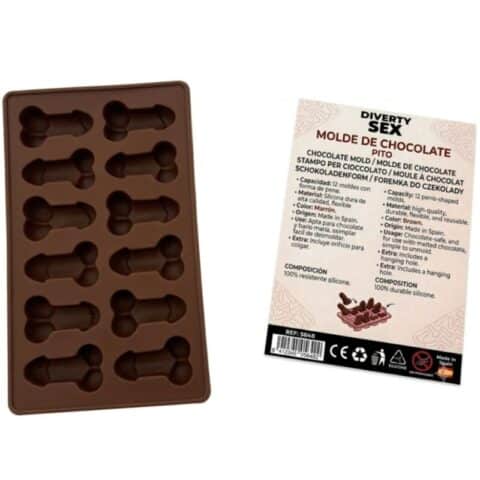 Moule à chocolat avec 12 pénis en silicone à suspendre rouge — DIABLO PICANTE