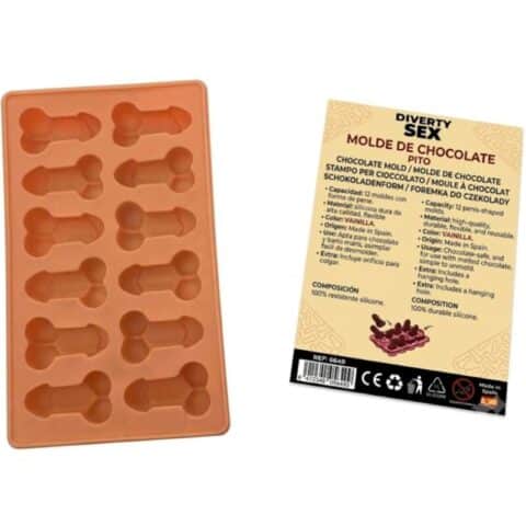 Moule à chocolat avec 12 pénis en silicone à suspendre vanille — DIABLO PICANTE