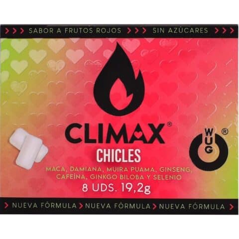 Chewing-gum fonctionnel à base de maca, de damiana et de ginseng pour stimuler le désir et la vitalité intime. Plaquette thermoformée de 8 unités.