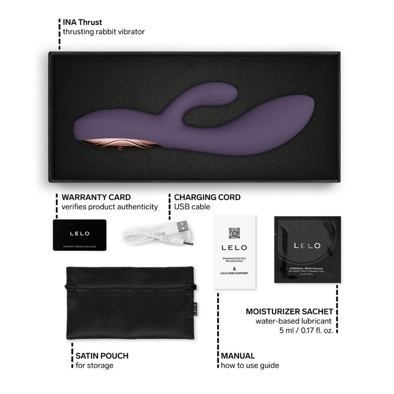 INA thrust rabbit vibrateur à poussée violet — LELO, vue 10