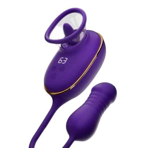 Succion clitoriale avec effet de léchage et stimulateur anal violet