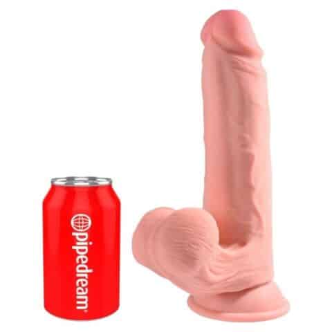 Godemichet réaliste triple densité avec testicules mobiles 23 CM chair — KING COCK PLUS