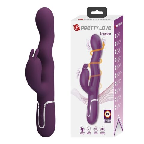 Vibrateur lapin loursen avec mouvement de poussée et 7 modes de vibration rechargeable par USB violet — PRETTY LOVE