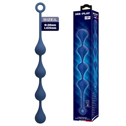 Perles anales en silicone bleu, taille L (42,6 CM)