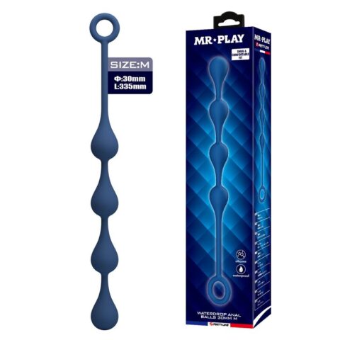 Perles anales en silicone bleu, taille M (33 CM)
