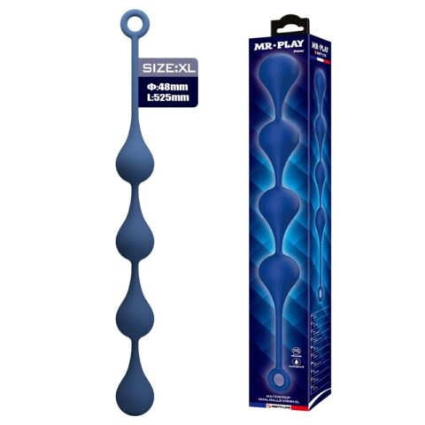 Perles anales en silicone bleu, taille XL (52,5 CM) — MR PLAY