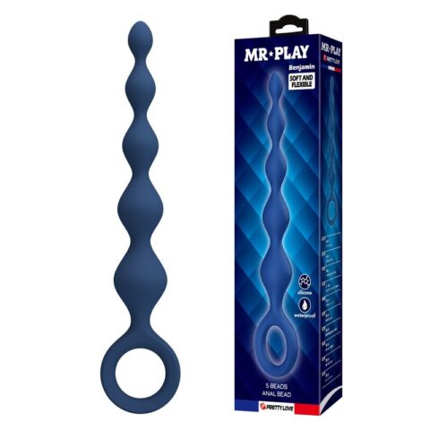 Perles anales en silicone bleu et plug anal 20,4 CM — MR PLAY
