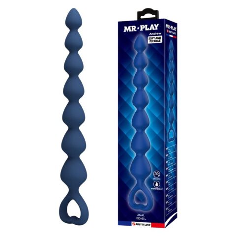 Perles anales en silicone bleu et plug anal 26,7 CM