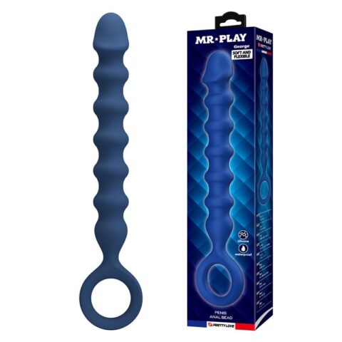Perles anales en silicone bleu et plug anal -Ø- 3,4 CM - 28,5 CM