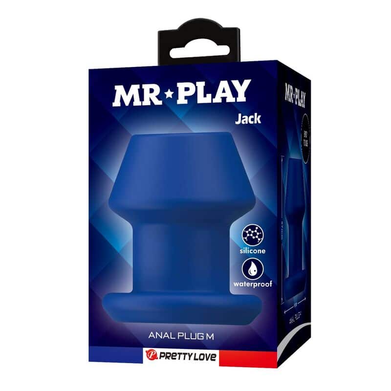 Jack bleu plug anal creux en silicone, taille M — MR PLAY, vue 3