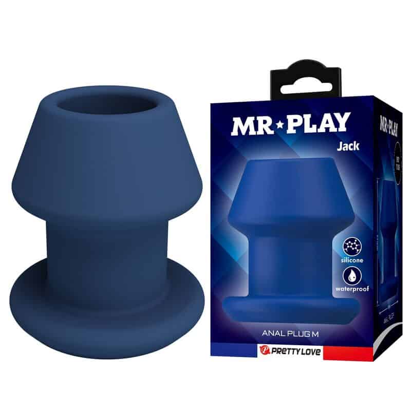 Jack bleu plug anal creux en silicone, taille M — MR PLAY