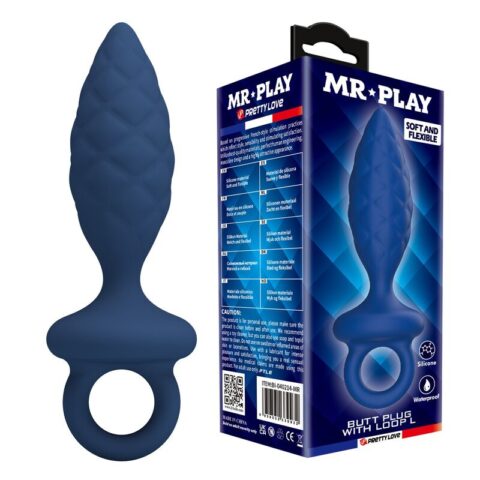 Plug anal texturé avec anneau bleu L — MR PLAY