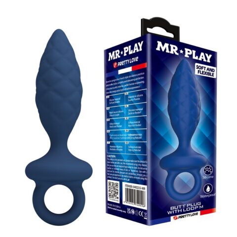 Plug anal texturé avec anneau bleu M — MR PLAY