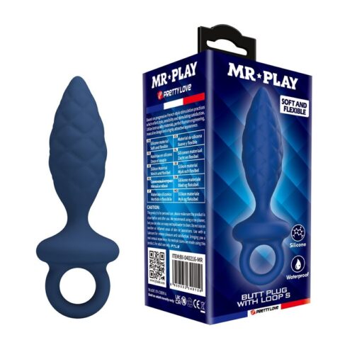 Plug anal texturé avec anneau bleu S — MR PLAY