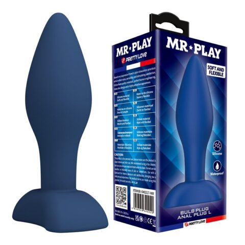 Plug anal conique en silicone bleu L — MR PLAY