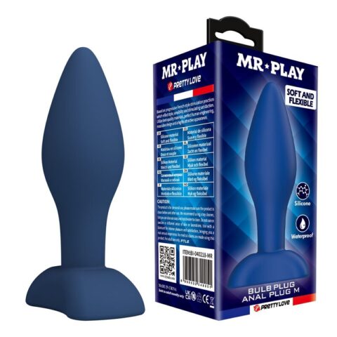 Plug anal conique en silicone bleu M — MR PLAY