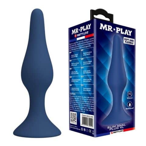 Plug anal conique en silicone bleu XL — MR PLAY