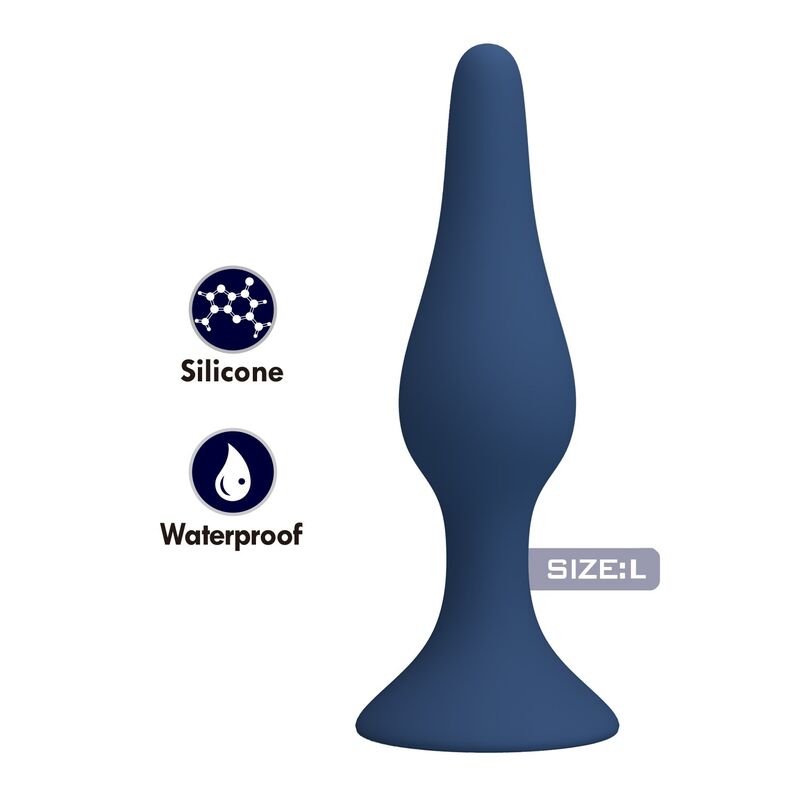 Plug anal en silicone slim bleu L — MR PLAY, vue 2