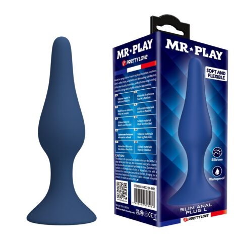 Plug anal en silicone slim bleu L — MR PLAY