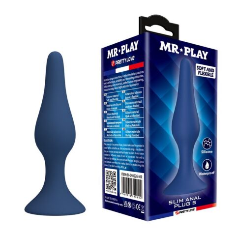 Plug anal FIN en silicone bleu taille S — MR PLAY