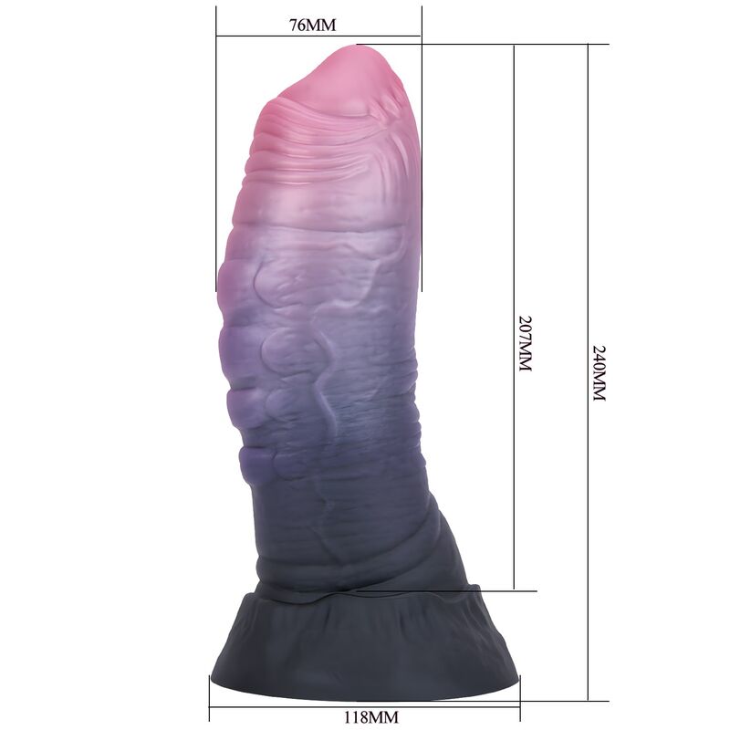 Dreadful fiend bicolor fantasy godemichet en silicone 24 CM Ø 6 CM — POWER MONSTERS, vue 6