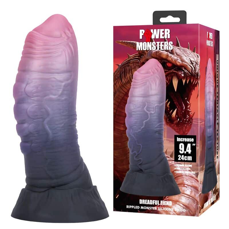 Dreadful fiend bicolor fantasy godemichet en silicone 24 CM Ø 6 CM — POWER MONSTERS, vue 7