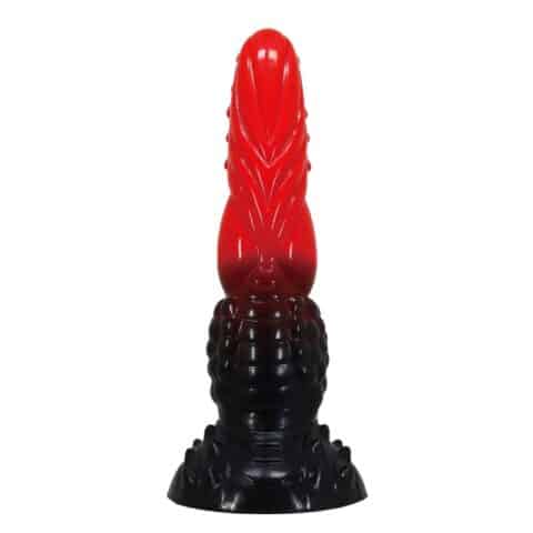 Godemiché fantaisie dragon de FEU avec ventouse 24,5 CM Ø 5,8 CM rouge et noir — POWER MONSTERS