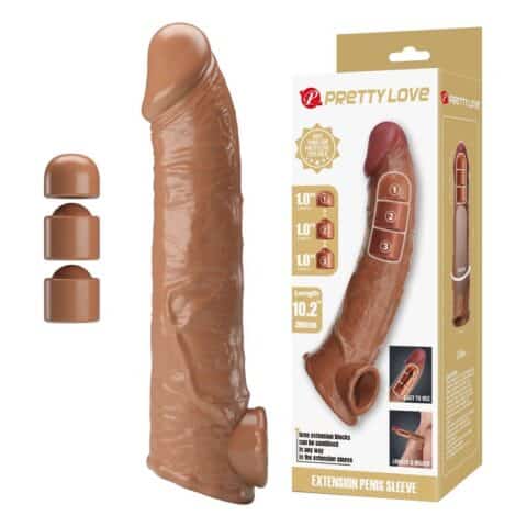 Manchon d'extension de pénis ajustable 26 CM Ø 4 CM marron