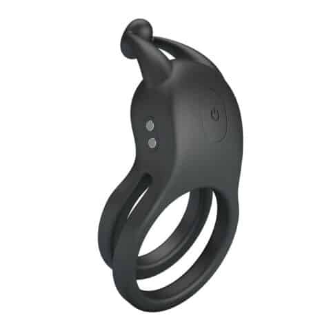 Anneau pénis double vibrant rechargeable goodwin noir — PRETTY LOVE