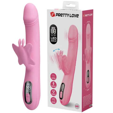 Vibrateur bella rabbit avec stimulation papillon et LED rose — PRETTY LOVE
