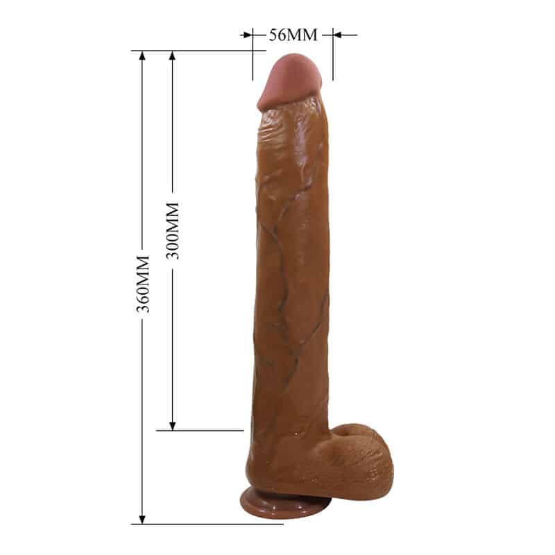 Dany godemichet flexible réaliste avec ventouse 36 CM -Ø- 5,6 CM marron — PRETTY LOVE, vue 5