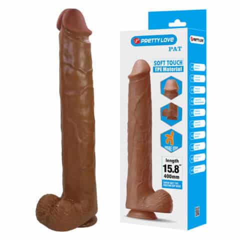 PAT godemichet flexible réaliste avec ventouse 40 CM -Ø- 6 CM marron — PRETTY LOVE