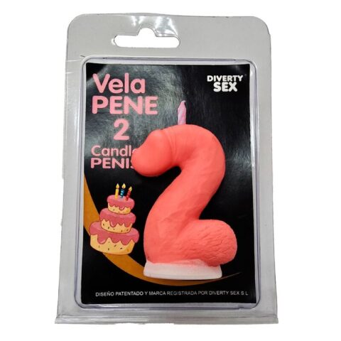 Diablo picante - bougie pénis en forme de chiffre 2 rose