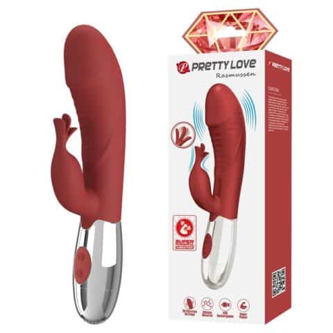 Vibrateur lapin en plantes de rose 30 fonctions rechargeable USB rouge — PRETTY LOVE