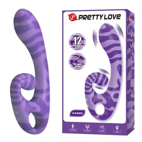Vibrateur double embout avec poignée 19 CM Ø 3,5 CM violet — PRETTY LOVE
