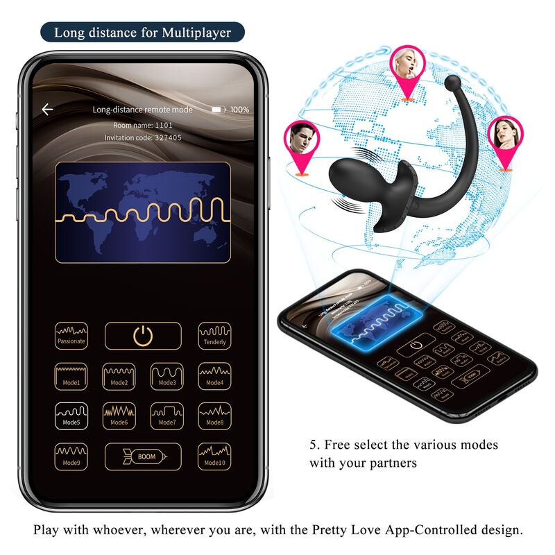 Vibrateur anal et périnéum noir contrôlé par application anthony — PRETTY LOVE, vue 14